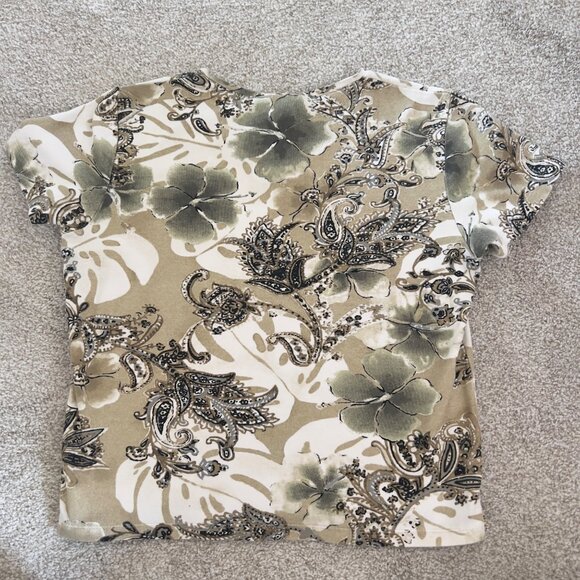 Y2K Tropical Grunge Green and Brown Deadstock Top 100% Cotton - Picture 6 of 8